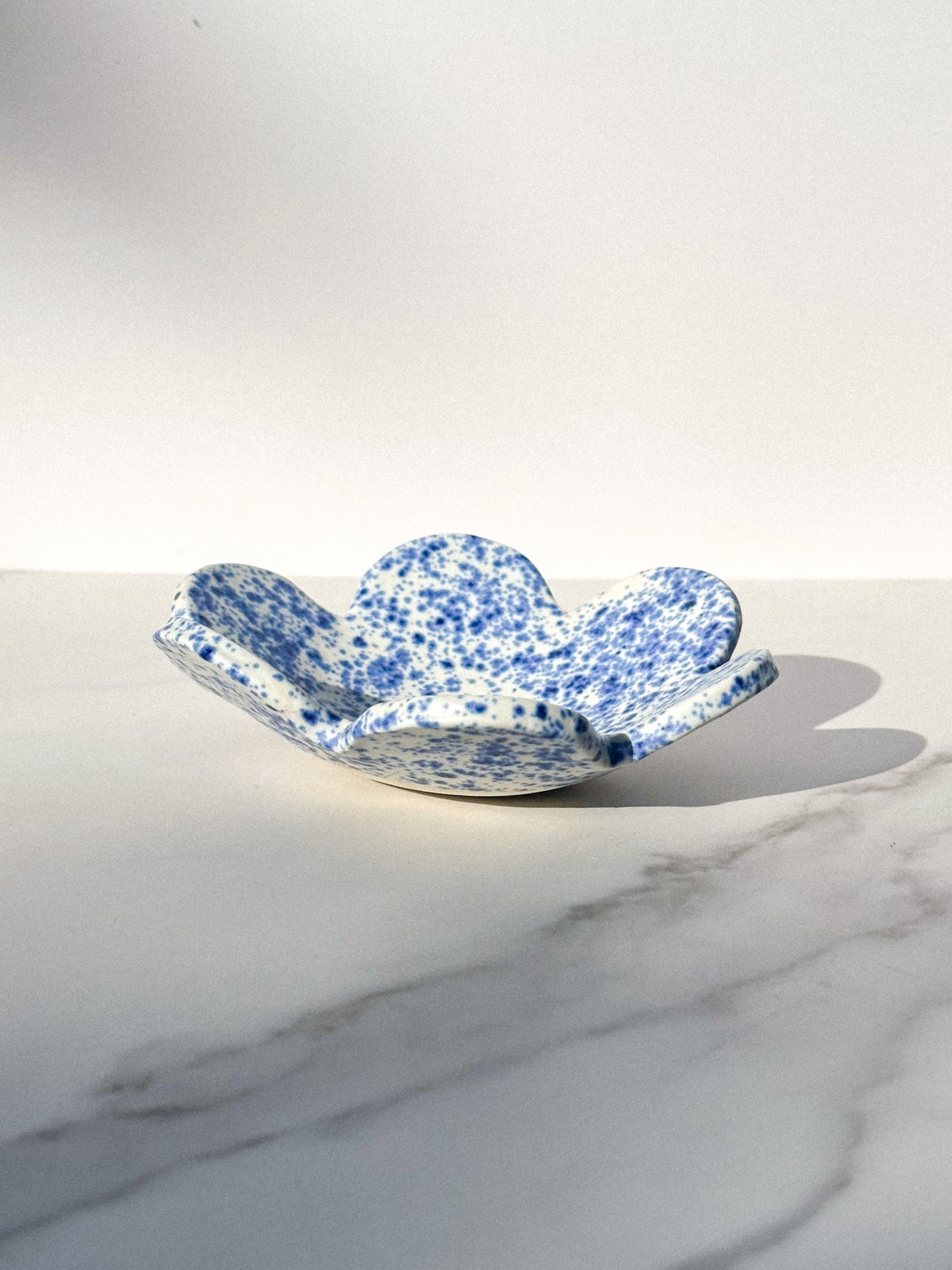 FLOWER TRINKET DISH - BLUE SPLATTERWARE