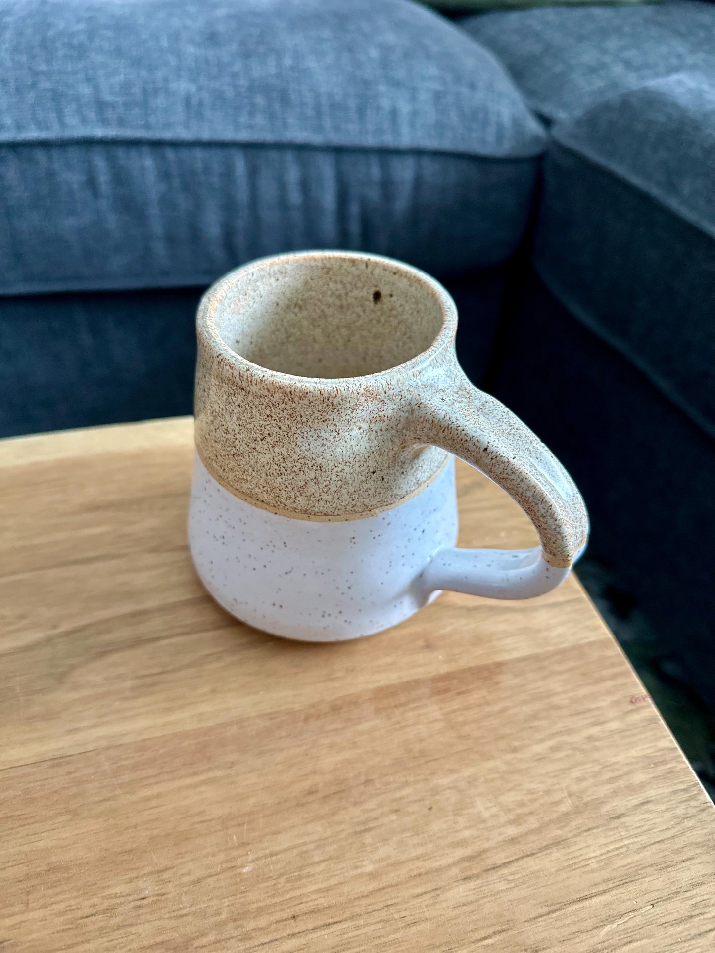 WHITE + BROWN SPECK DUO TONE GRID MUG