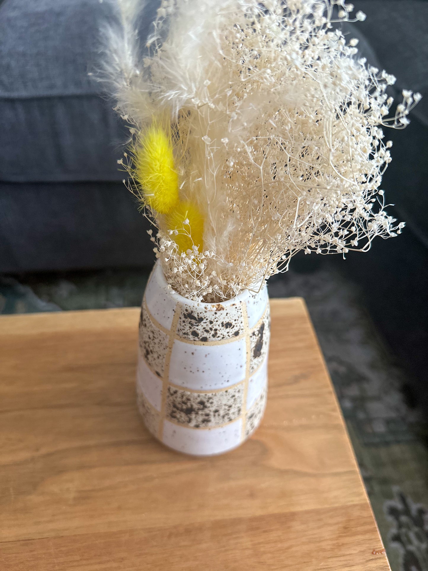 WINTERWOOD + WHITE CHECKER BUD VASE