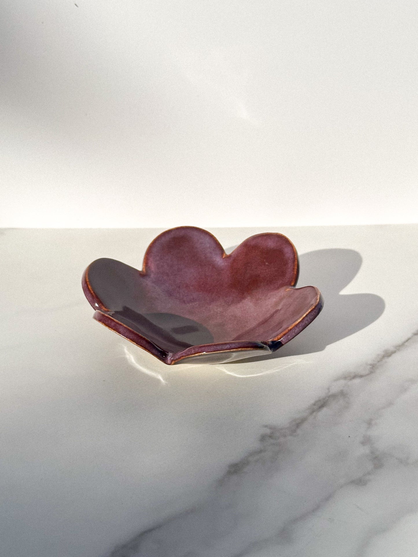 FLOWER TRINKET DISH - MERLOT