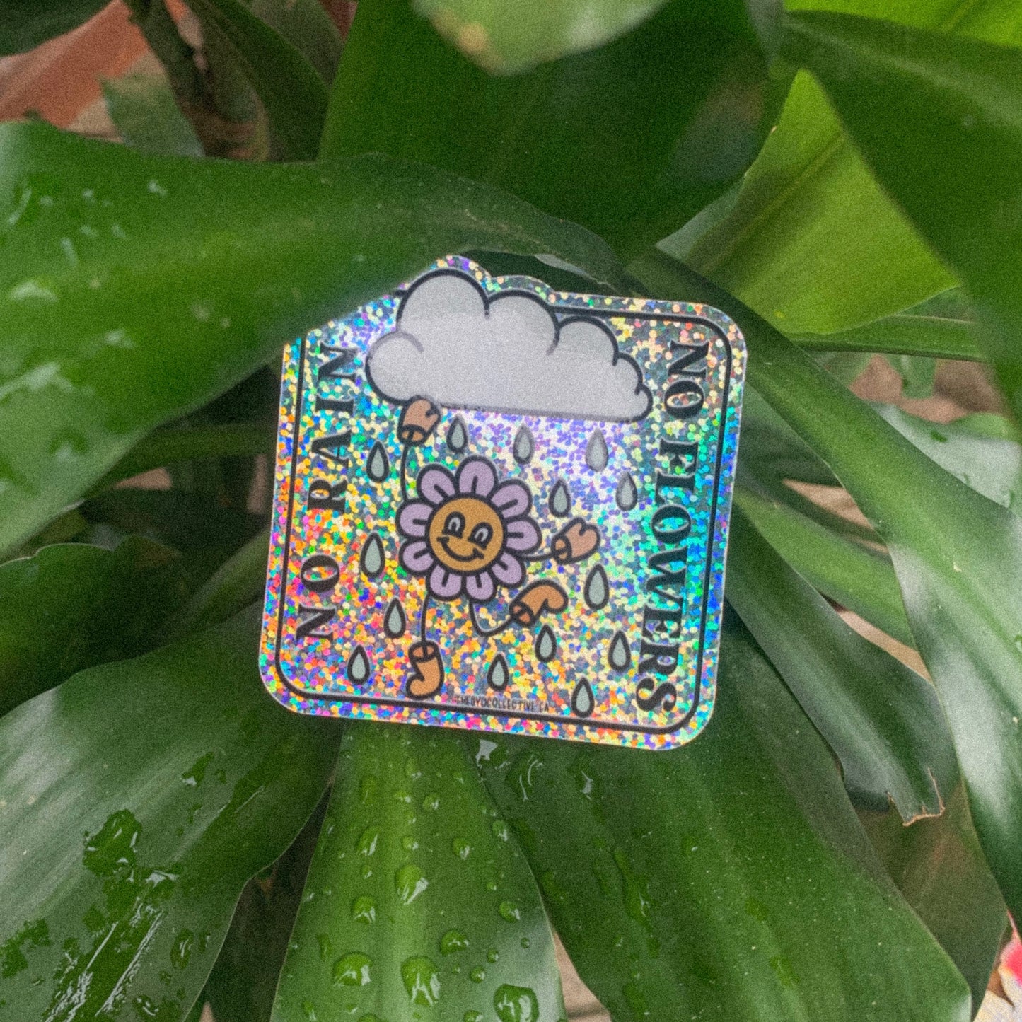 NO RAIN NO FLOWERS STICKER