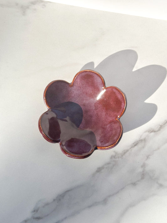 FLOWER TRINKET DISH - MERLOT