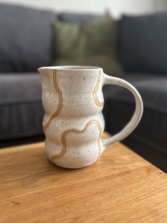 WHITE ABSTRACT PITCHER VASE