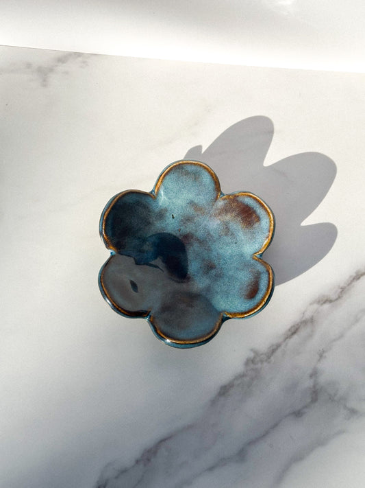 FLOWER TRINKET DISH - DEEP SEA