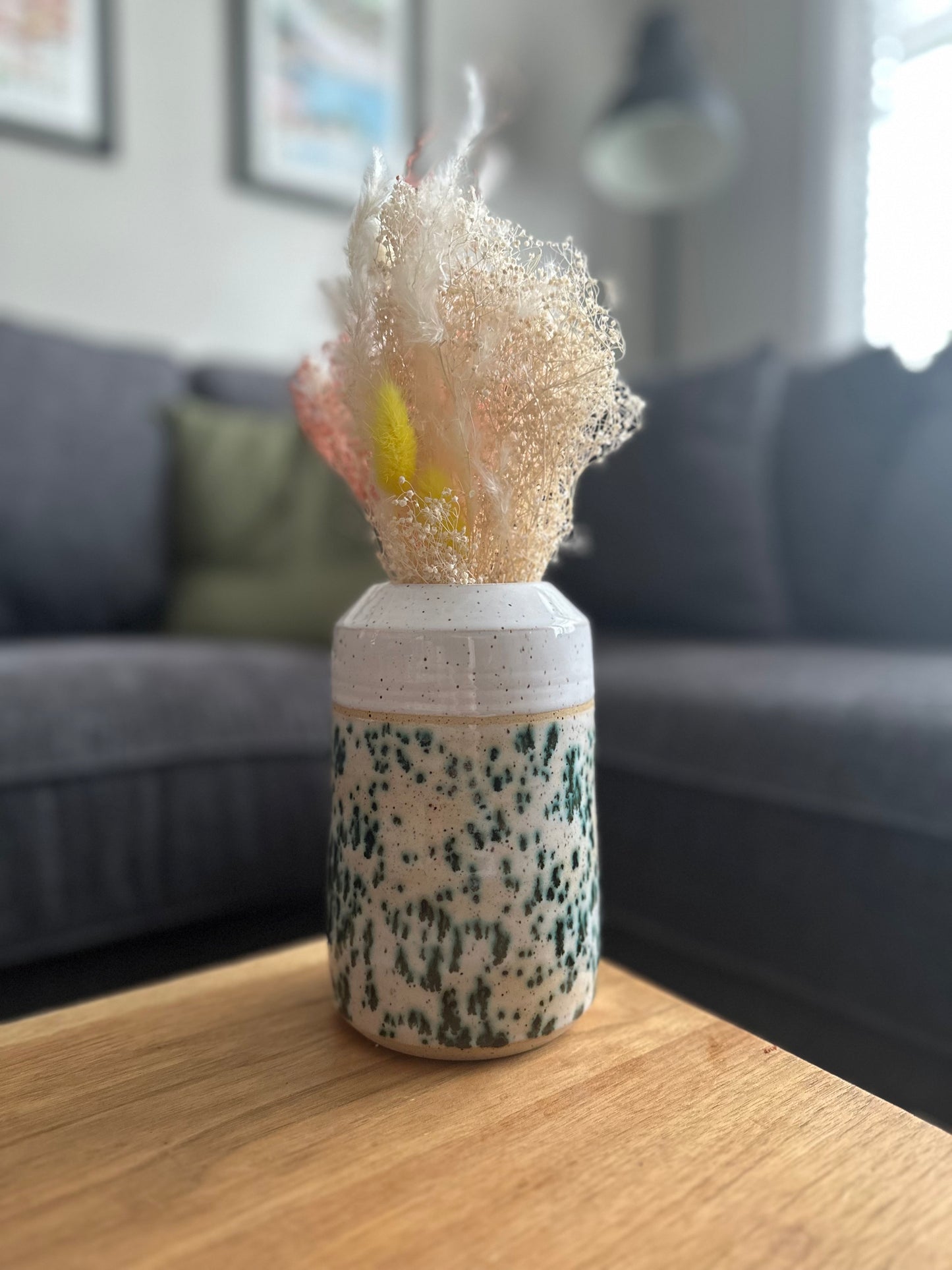 WHITE + GREEN JASPER DUOTONE VASE