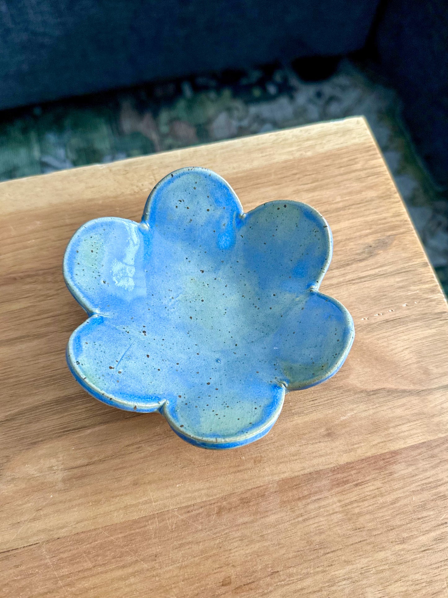FLOWER TRINKET DISH - BLUE