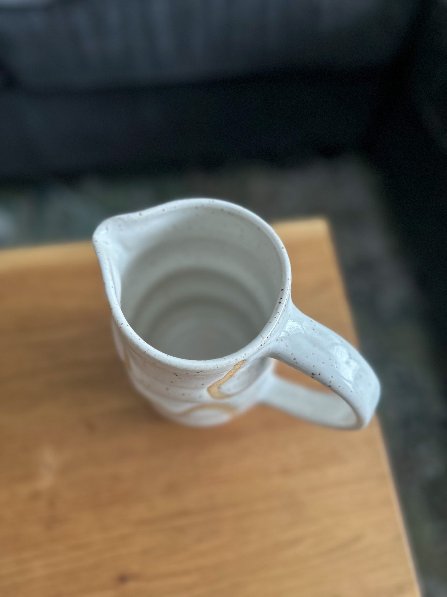 WHITE ABSTRACT PITCHER VASE