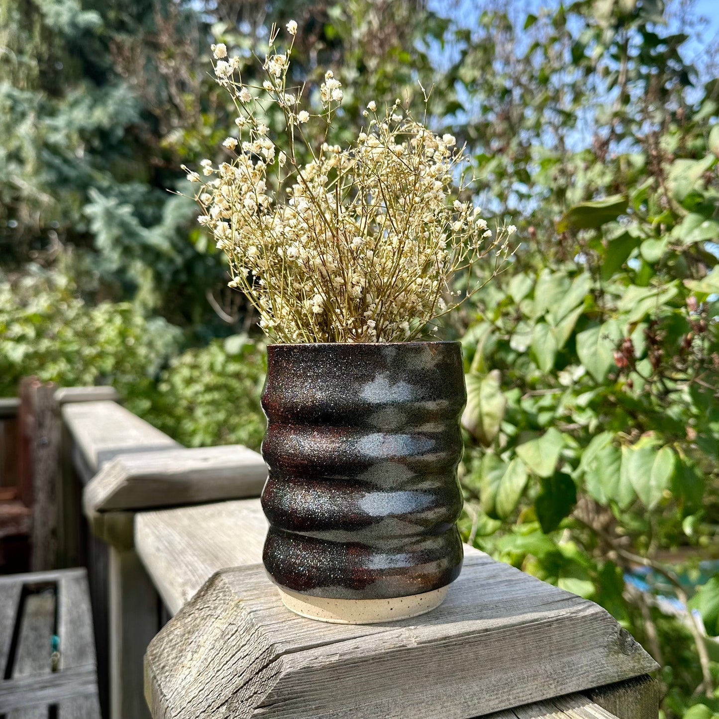 CURVY VASE - SPARKLY BLACK